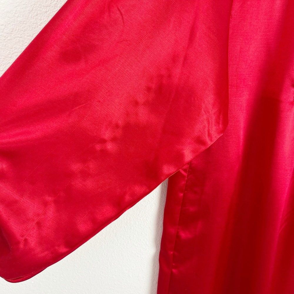 Vintage Ilise Stevens Red Satin Nightgown S – Lace Modest Long Sleeve Taiwan - Picture 7 of 9